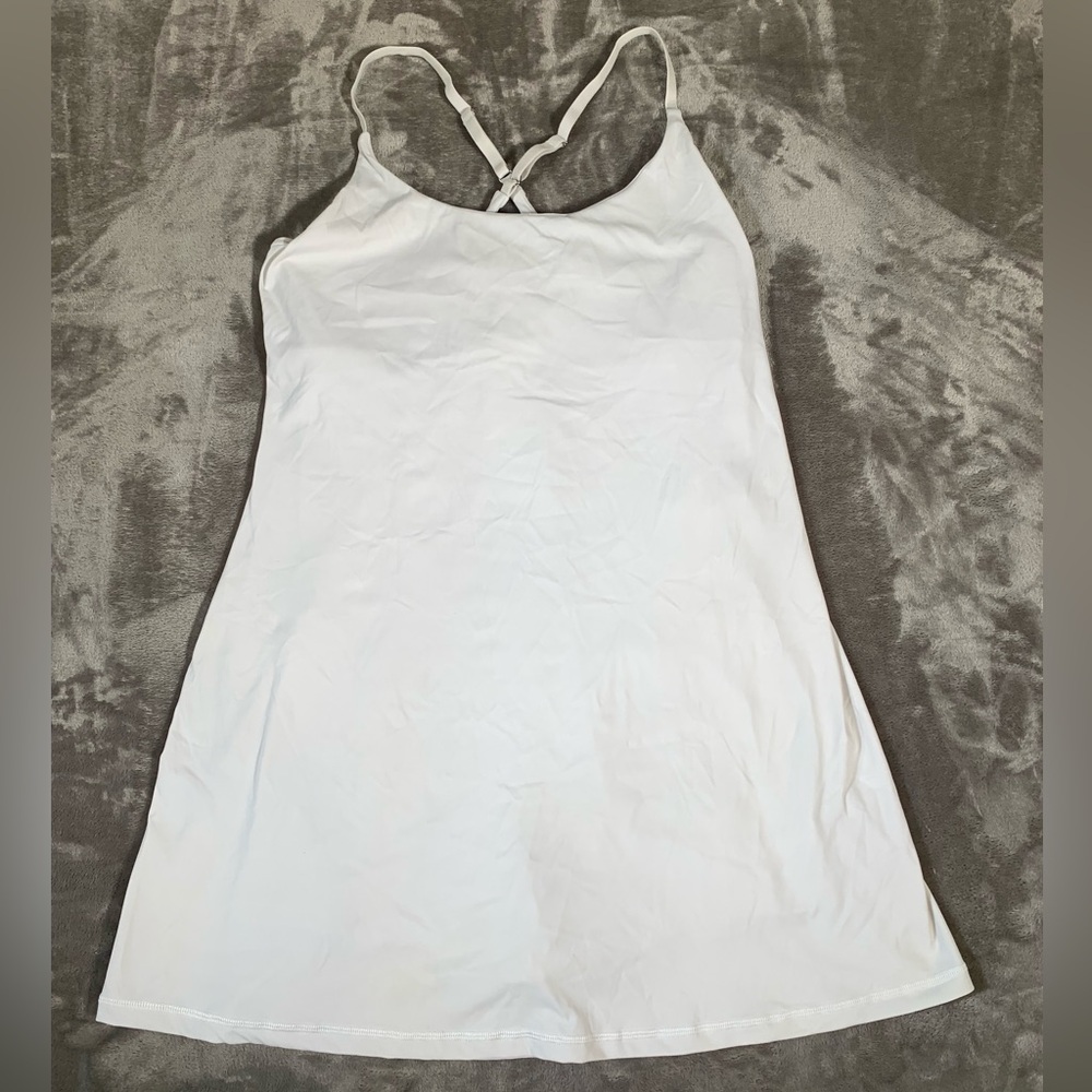 Iuga Exercise Dress Women’s Large White Built in Shorts Pockets Spaghetti Straps